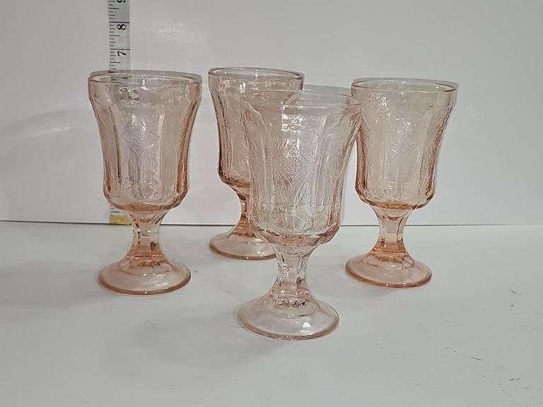 Vintage Indiana Glass "Recollection" pink water goblet