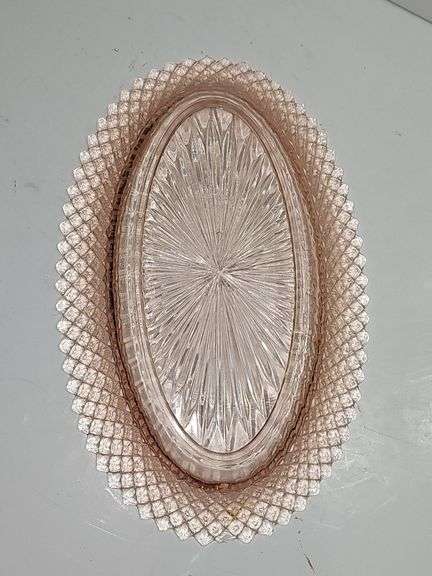 Vintage Anchor Hocking "Miss America" pattern oval serving platter