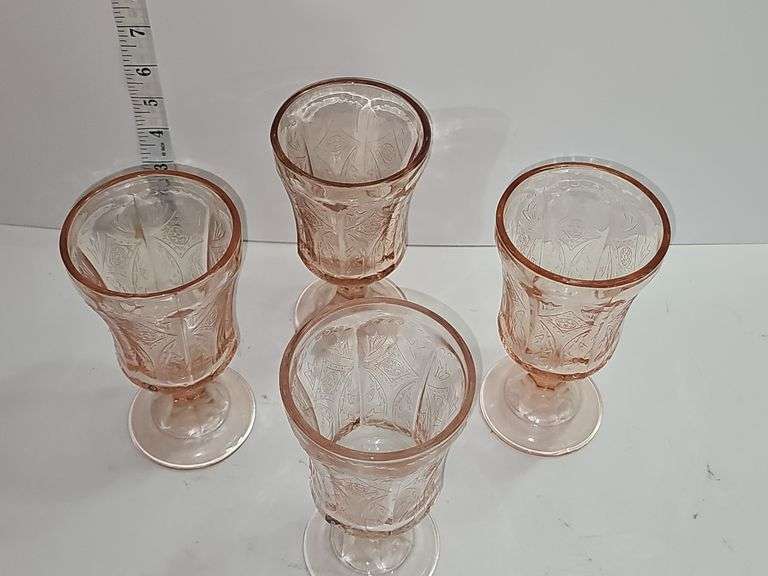 Vintage Indiana Glass "Recollection" pink water goblet