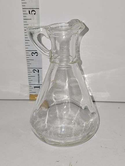 Vtg Cear Glass Oil Cruet & Stoppers