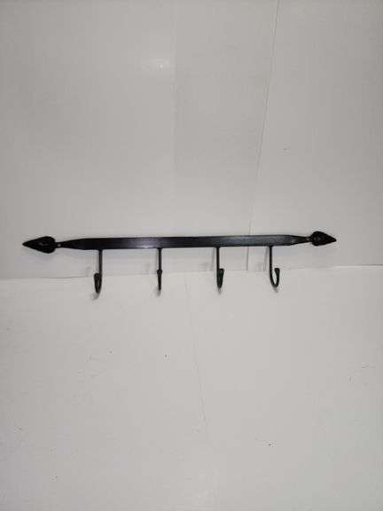 Sign, Faux Ivy, blue ½ basket, "My Farm" framed poem, metal hook, metal wall coat rack & wooden rod