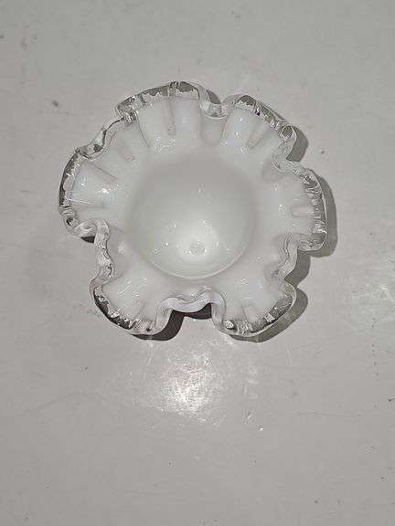 Vintage Fenton Silver Crest milk glass vase