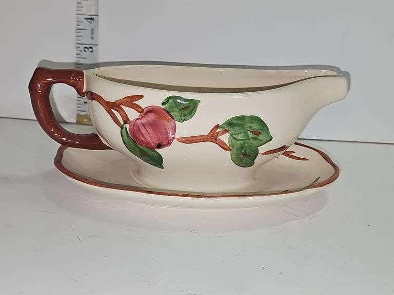 Vintage Franciscan Apple gravy boat with an attached underplate
