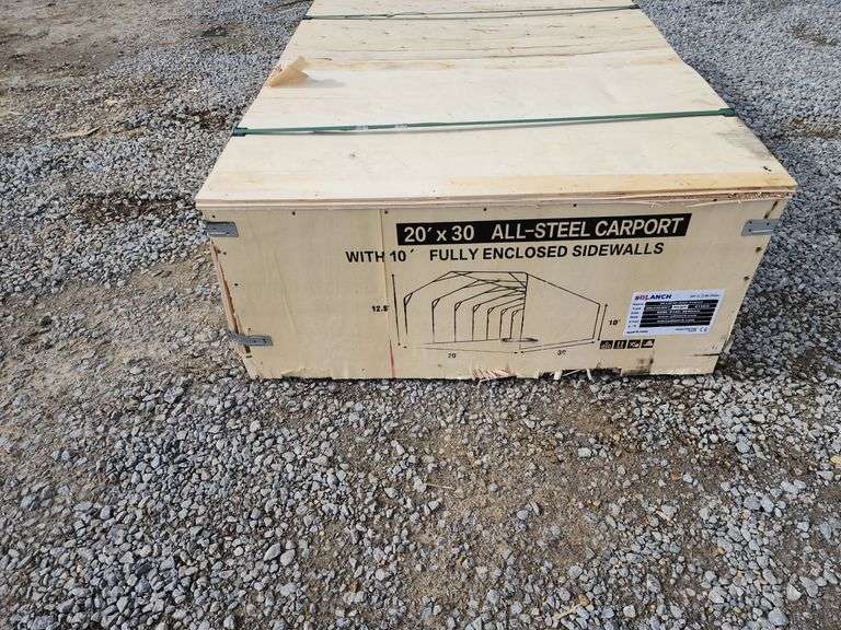 20'×30' All Steel Carport with Enclosed 10' Sidewalls