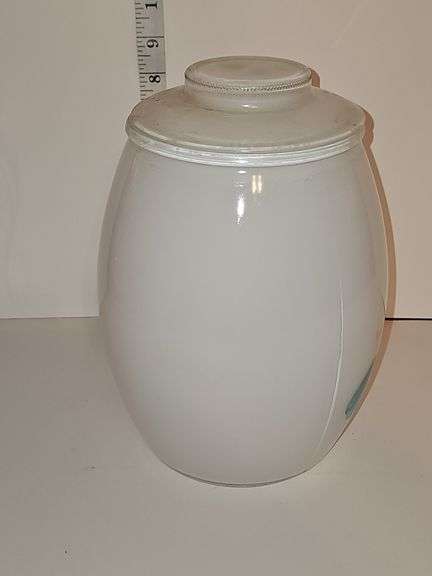 Bartlett Collins White Glass Hand Painted Canister Cookie Jar