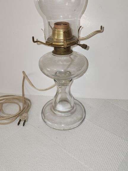 Clear glass oil lamp conversion to electric with clear glass chimney