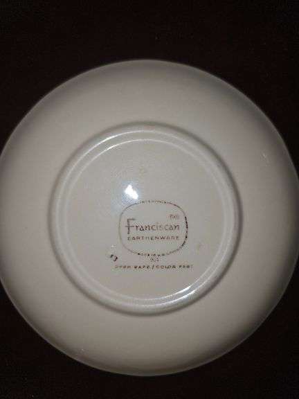 Vintage Franciscan "Apple" pattern teapot, tea cups,  & saucers.