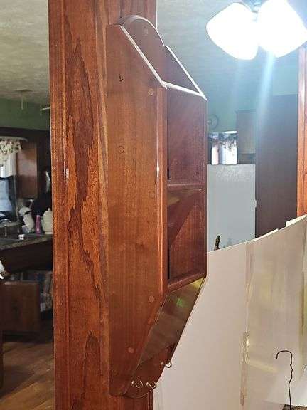 Wooden wall rack letter & key holder