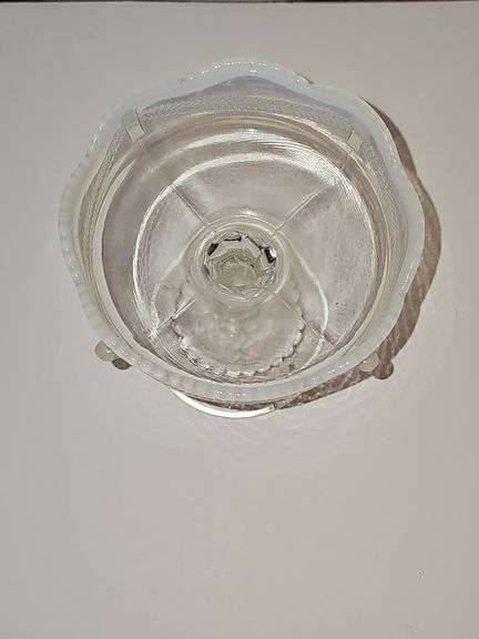 Jefferson Swag with Brackets White Opalescent Novelty Footed Jelly Compote