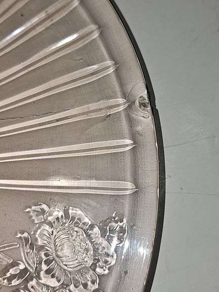 Vintage pink depression glass serving tray