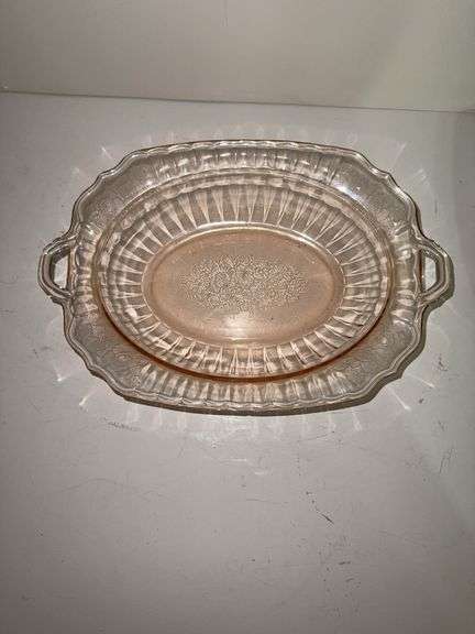 Vintage pink depression glass serving bowl
