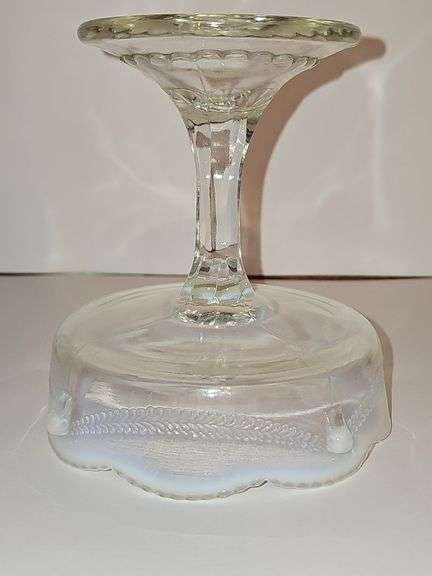 Jefferson Swag with Brackets White Opalescent Novelty Footed Jelly Compote