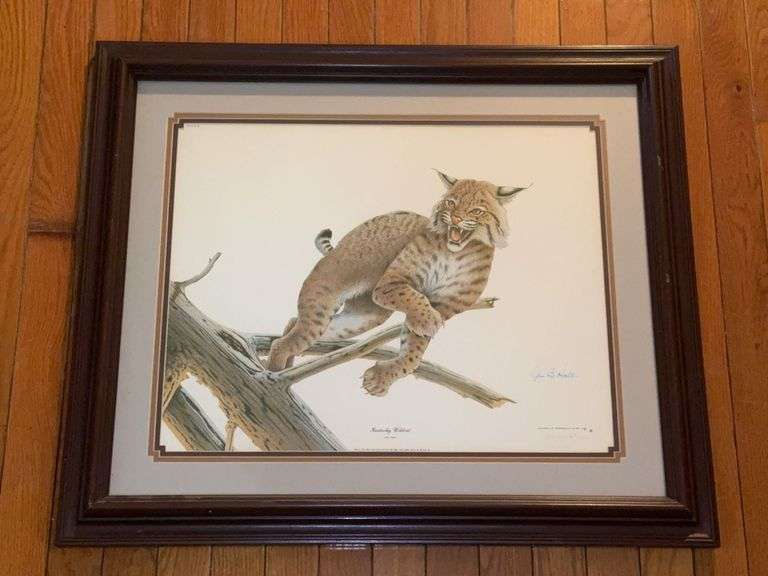 "Kentucky Wildcat," signed by artist Jim Oliver & Joe B. Hall.