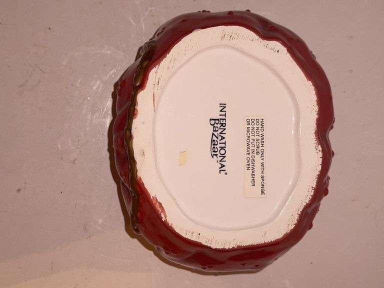 International Bazaar HandBag Satchel Purse Style Ceramic Cookie Jar Canister Red