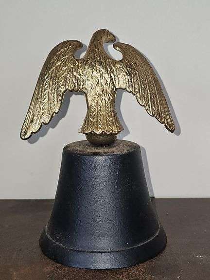 Vintage Cast Iron Bell topped with a patriotic Brass Eagle