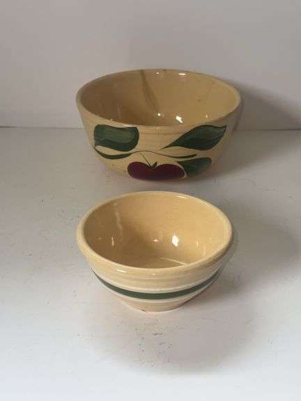 2 yellow stoneware bowls