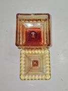 Vintage Jeannette Glass "Wedding Amberina" candy dish