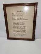 Sign, Faux Ivy, blue ½ basket, "My Farm" framed poem, metal hook, metal wall coat rack & wooden rod