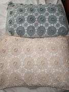 Wooden four-poster full size bed & bedding