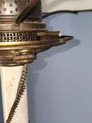 Brass lamp with Hurricane style lamp shade - electric