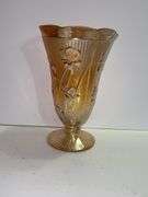 Vintage Jeannette Glass Iris and Herringbone Marigold Carnival Glass vase
