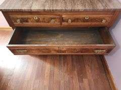Walnut dresser with mirror and marble top
