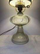 Oil lamp converted to electric with shade & chimney