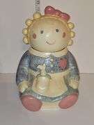 Vintage Rag Doll Blonde Girl Button Eyes Cookie Jar Canister Treasure Craft