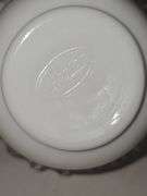 White Fenton Silver Crest Basket with Clear Ruffled Edge