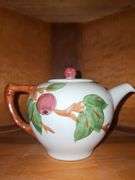 Vintage Franciscan "Apple" pattern teapot, tea cups,  & saucers.