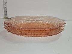 Vintage Anchor Hocking Mayfair Pink Open Rose Depression Glass Oval Dish