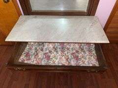 Victorian walnut dresser with a marble top and mirror
