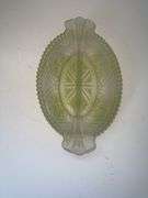 Vintage Anchor Hocking Stars And Bars Frosted Arch Divided Relish Dish Green Tint