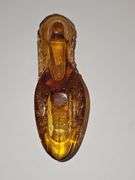 Amber Glass Shoe Slipper "S" Punt Mark L. E. Smith Glass Co.