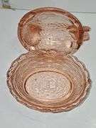 Vintage pink glass "Hen on Nest" covered dish