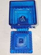 Vintage Jeannette Glass "Wedding Box" or covered candy dish - blue color