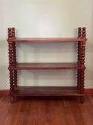 3 tiered wood shelf with turned columns