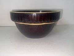 Vintage stoneware mixing bowl - made in USA on bottom