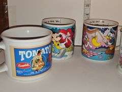 Longaburger mug, Cobalt Blue "Sissy" mug & other various character coffee mugs
