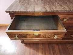 Walnut dresser with mirror and marble top