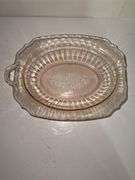 Vintage pink depression glass serving bowl