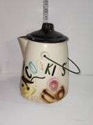 Vintage American Bisque Coffee Pot Tea Kettle Cookie Jar Wire Handle