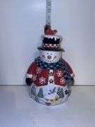 Vinrage 2003 Home Interiors Snowman Cookie Jar Cannister Cardinal Bird on Tophat