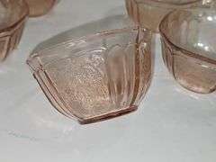 Rose pink depression glass teacups