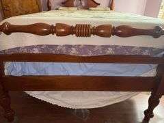 Cherry full size bed & bedding