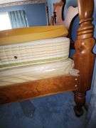 Wooden four-poster full size bed & bedding