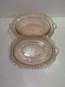 Vintage pink depression glass serving bowl