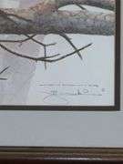 Great Horned Owl and several owlets on a tree branch by Jim Oliver- signed