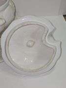 vintage California Pottery soup tureen with a lid, ladle, and underplate. Made in USA