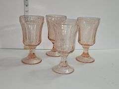 Vintage Indiana Glass "Recollection" pink water goblet